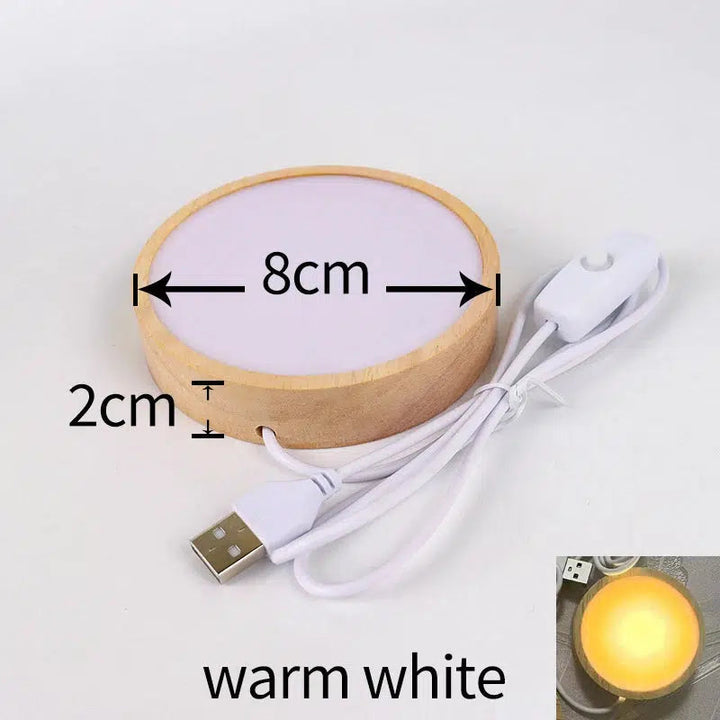 Round Wooden LED Light Base