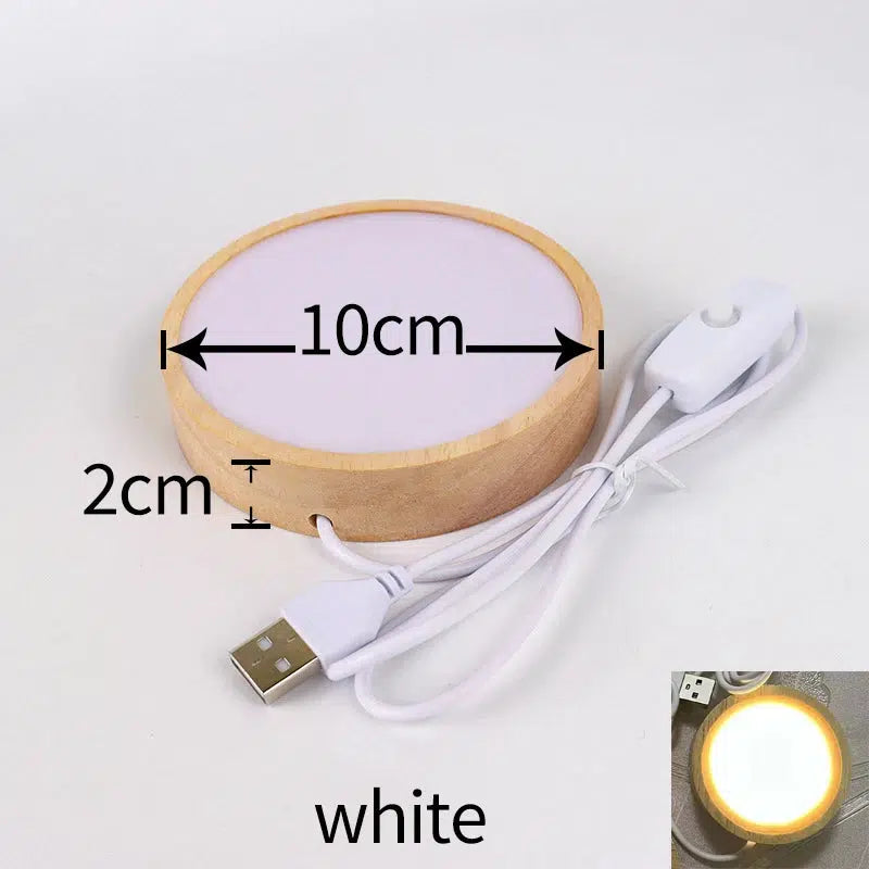 Round Wooden LED Light Base