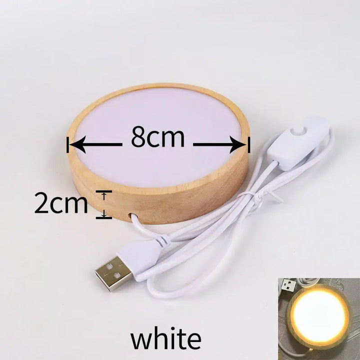 Round Wooden LED Light Base