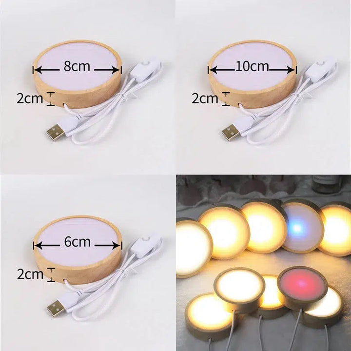 Round Wooden LED Light Base