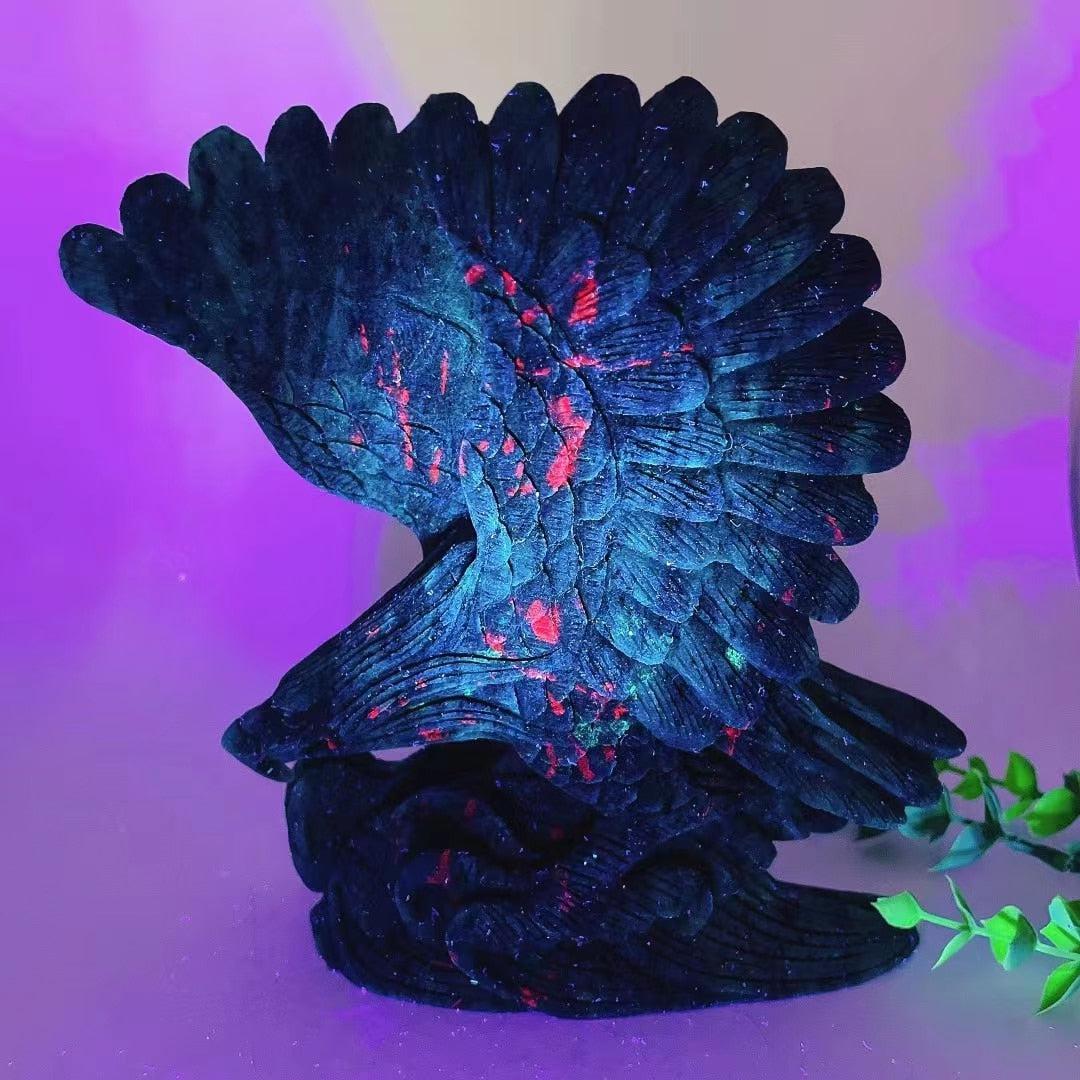 Ruby and Zoisite Hand Carved Eagle UV Reactive