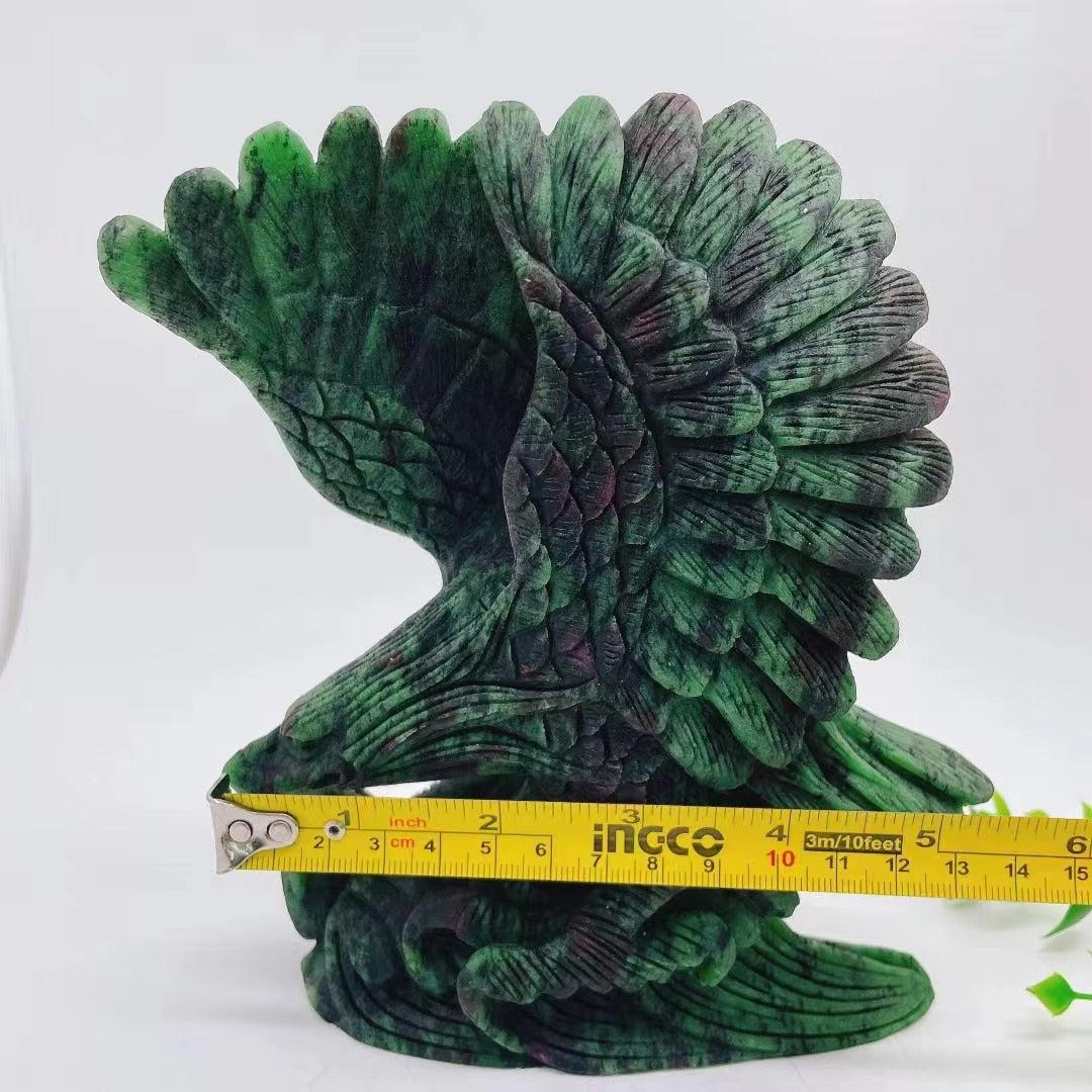 Ruby and Zoisite Hand Carved Eagle UV Reactive