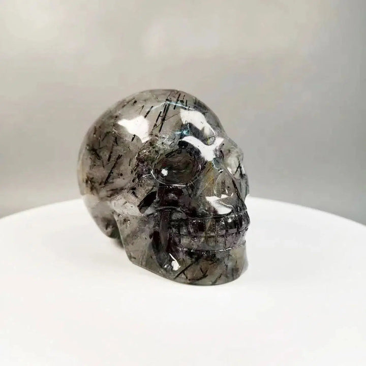 Rutilated Quartz Skull Hand Carved