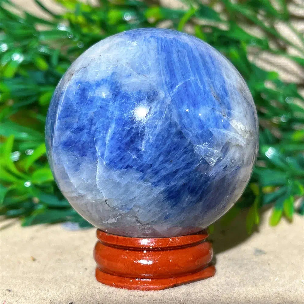 Blue Kyanite Crystal Sphere + Stand