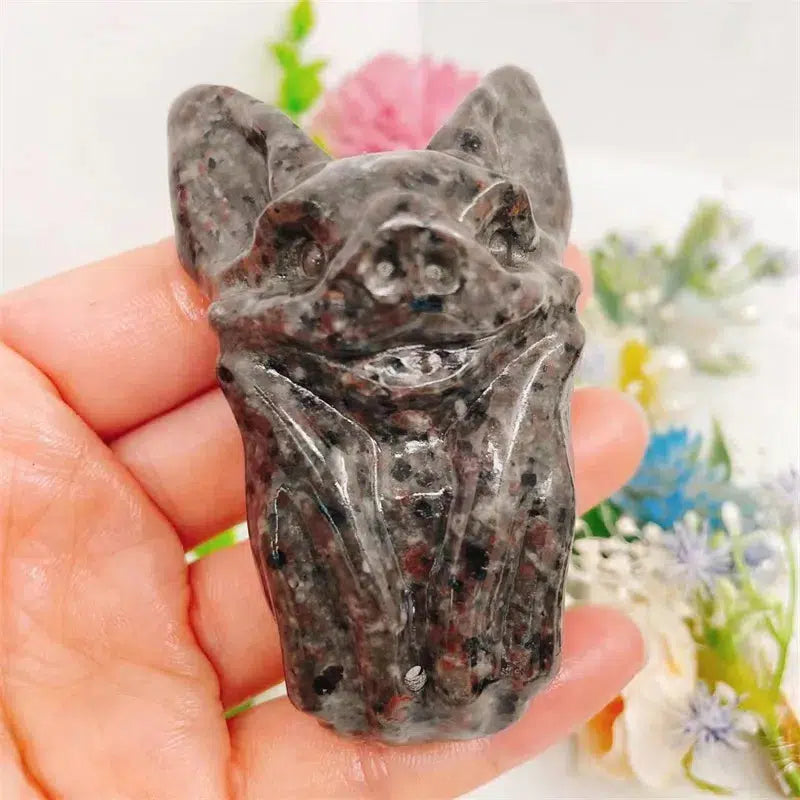 Yooperlite or Black Obsidian Crystal Bat Hand Carved