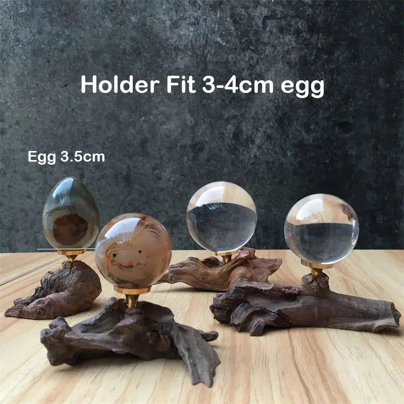 2Pcs Crystal Ball Egg Driftwood Sphere Stand