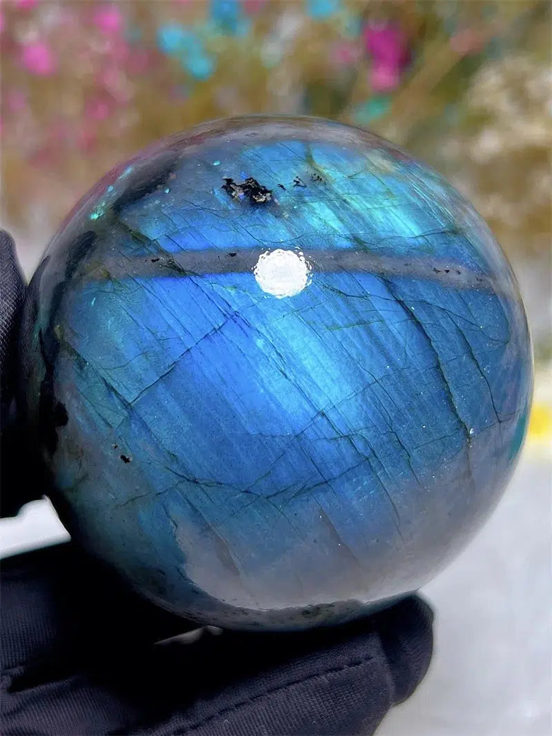 Blue High Flash Labradorite Sphere