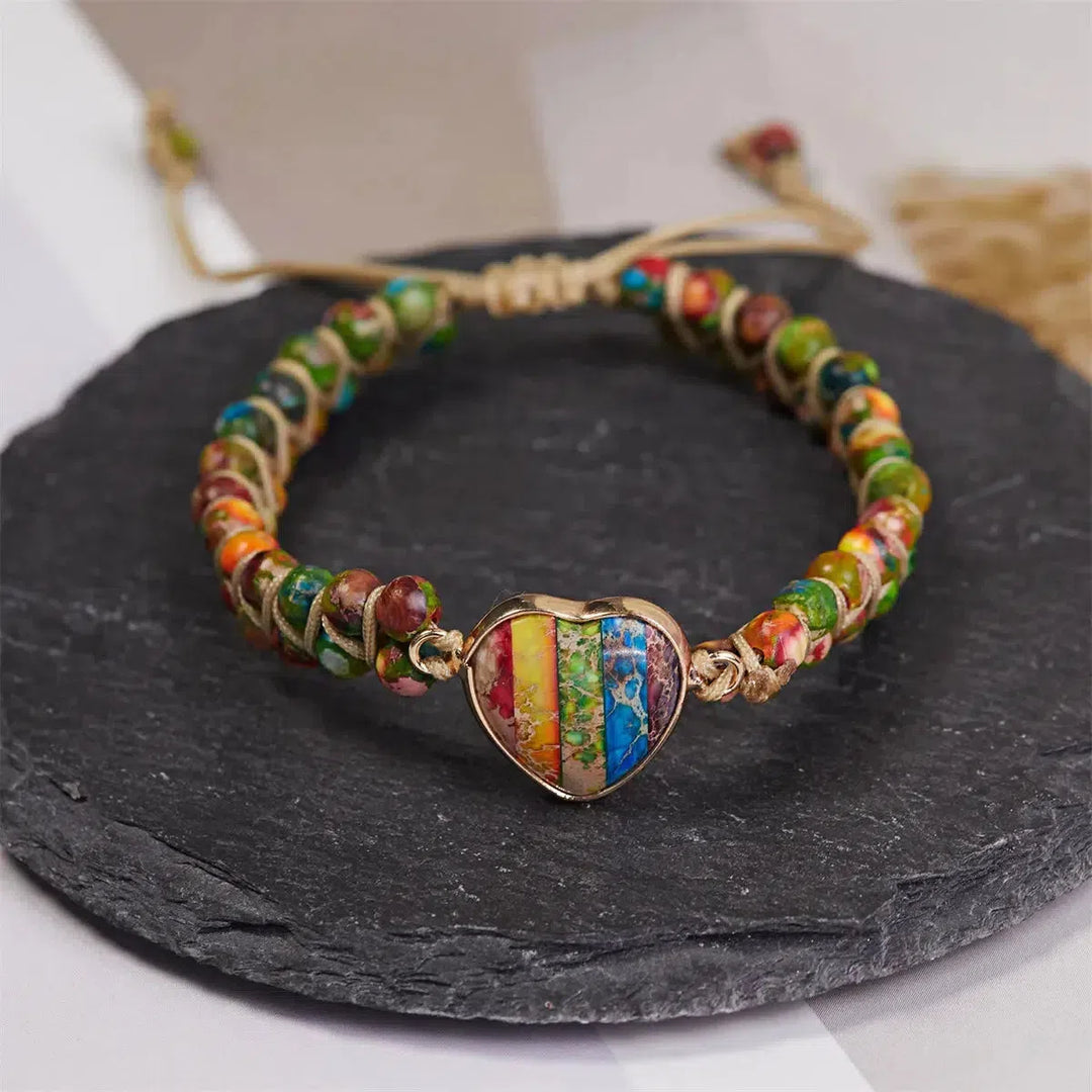Handmade Natural Stone Heart Bracelet in 6 Styles