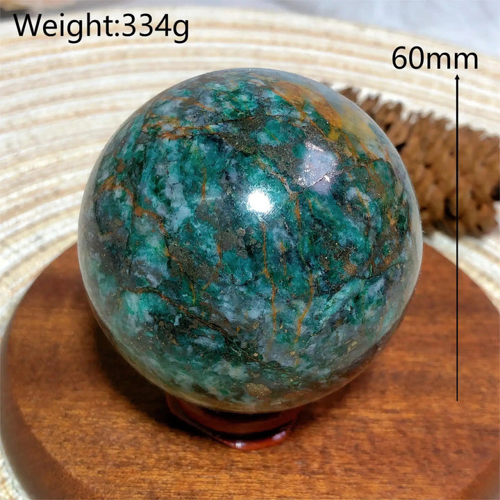 Dioptase and Pyrite Sphere