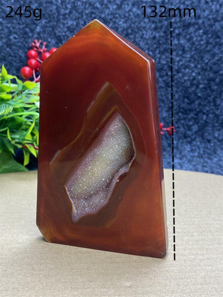 Red Agate Geode Crystal Tower