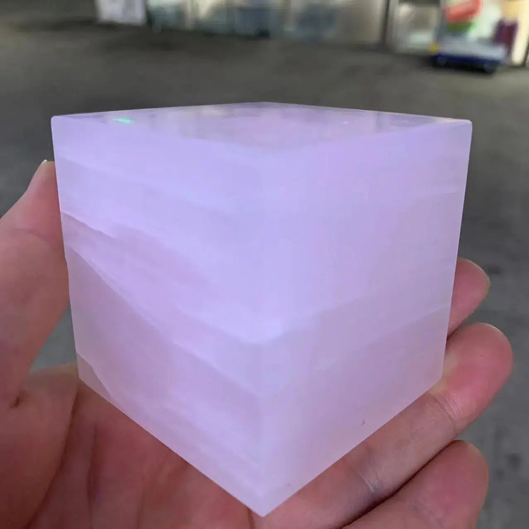 Pink Calcite Crystal Cube