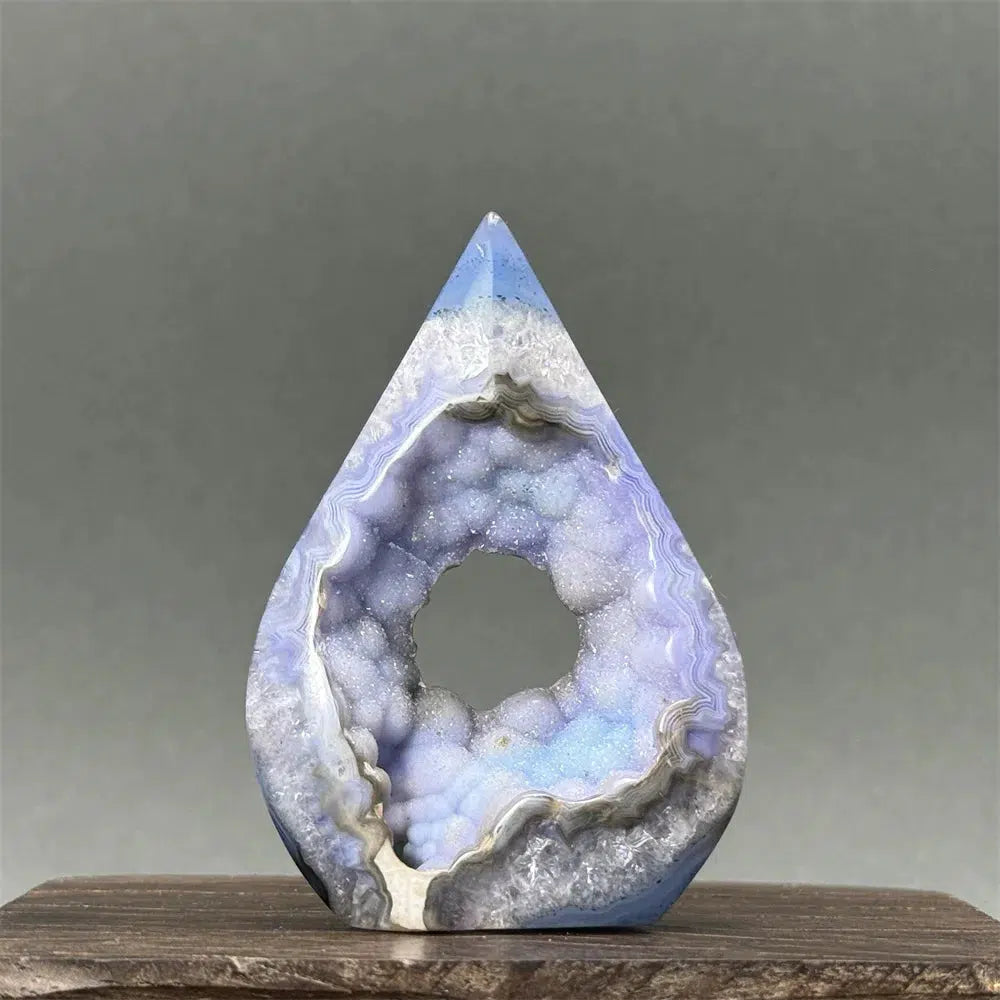 Blue Agate Geode Freeform Torch