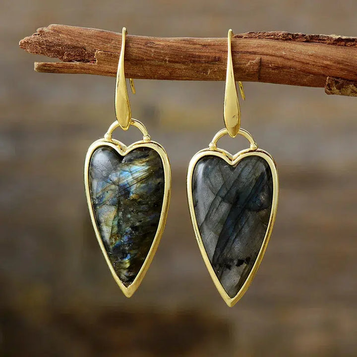 Classic Gemstones Heart Shape Drop Dangle Earrings