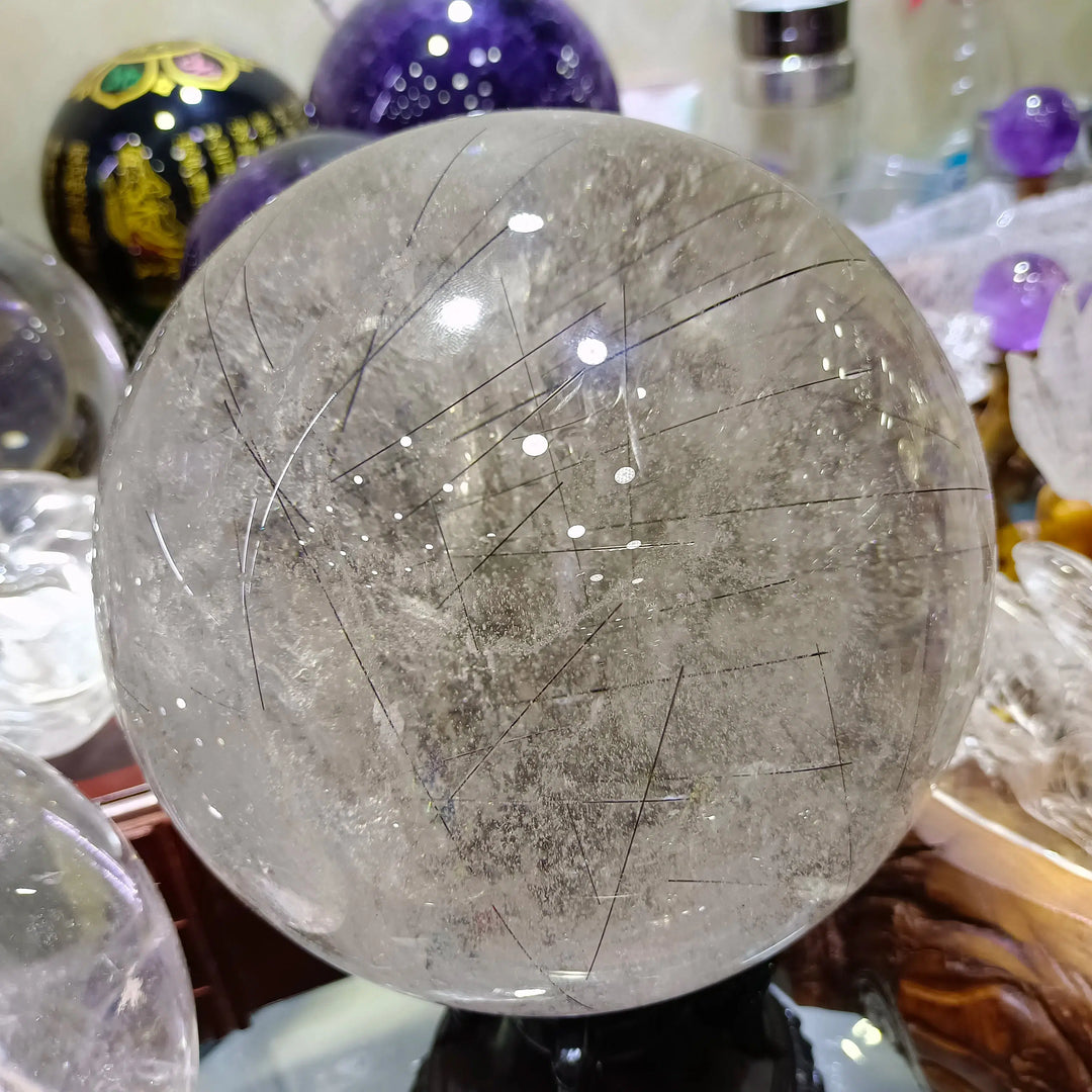 Natural Quartz Rutile Crystal Sphere