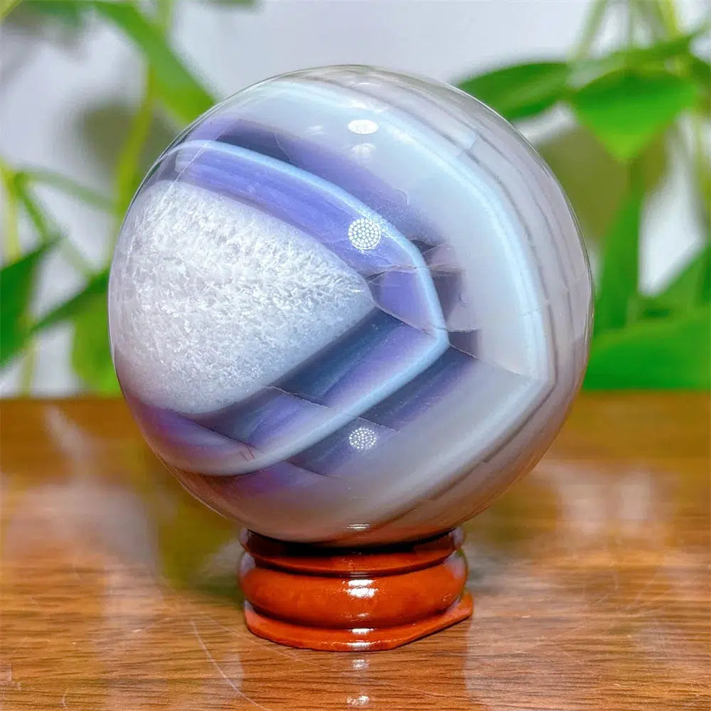 Agate Violet Line Sphere + Stand