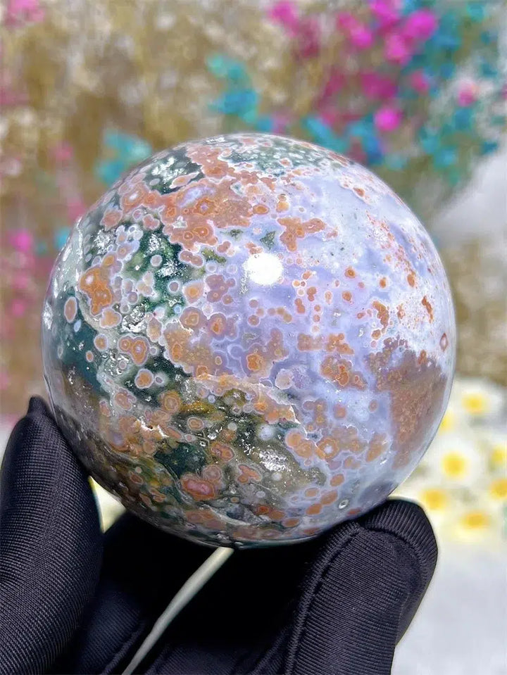 Ocean Jasper Sphere With Druzy
