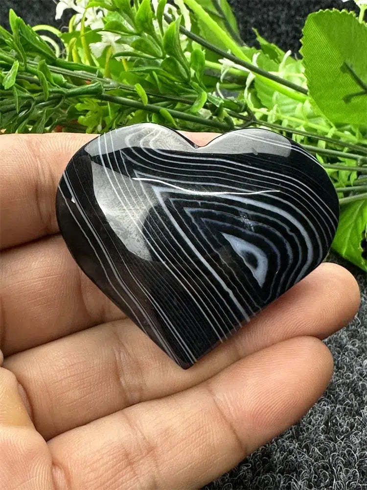 Black Agate Love Heart