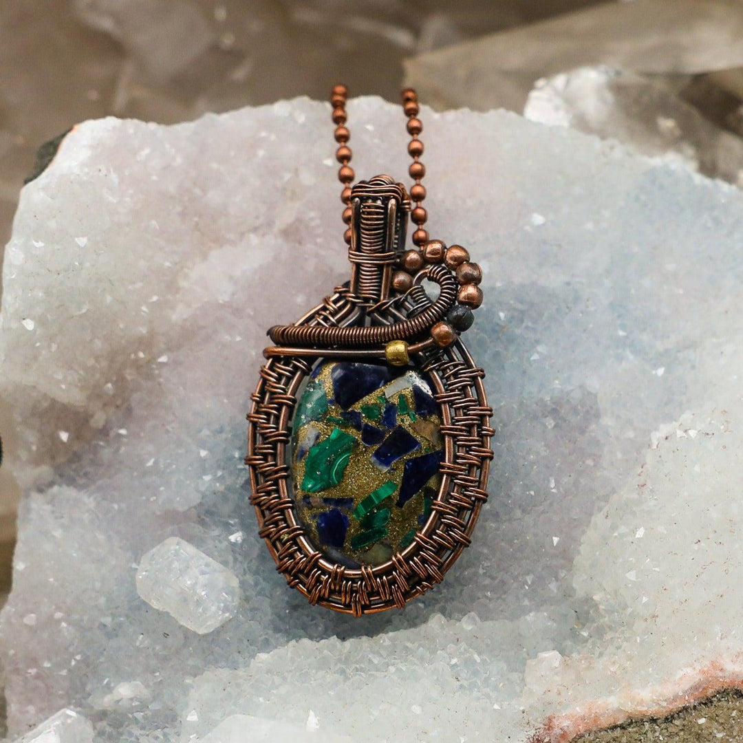 Sea Sediment Jasper Wire Wrap Pendant - 2.25"