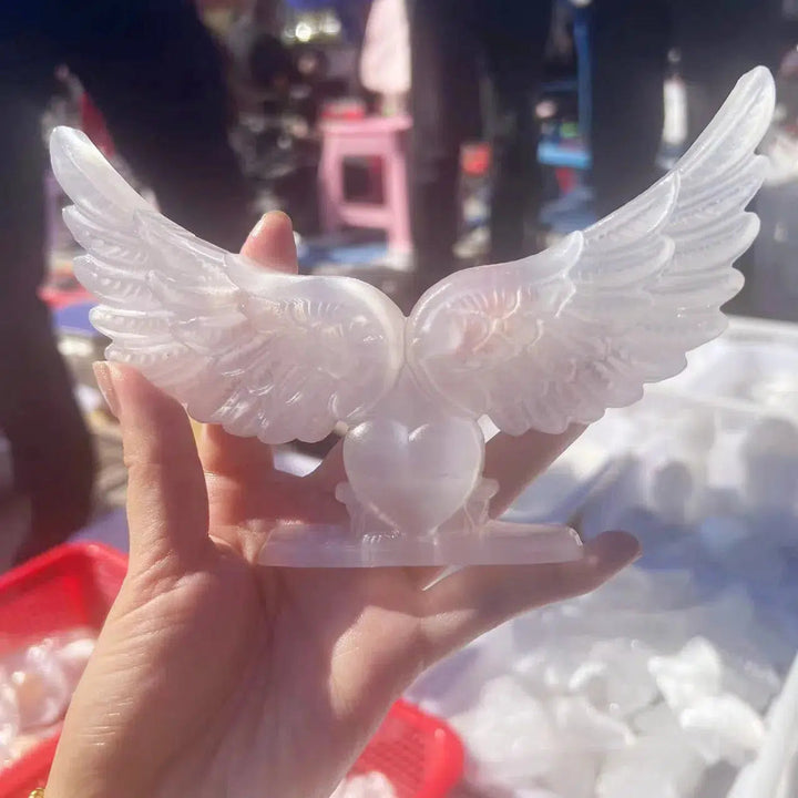 Selenite Angel Wings Carving