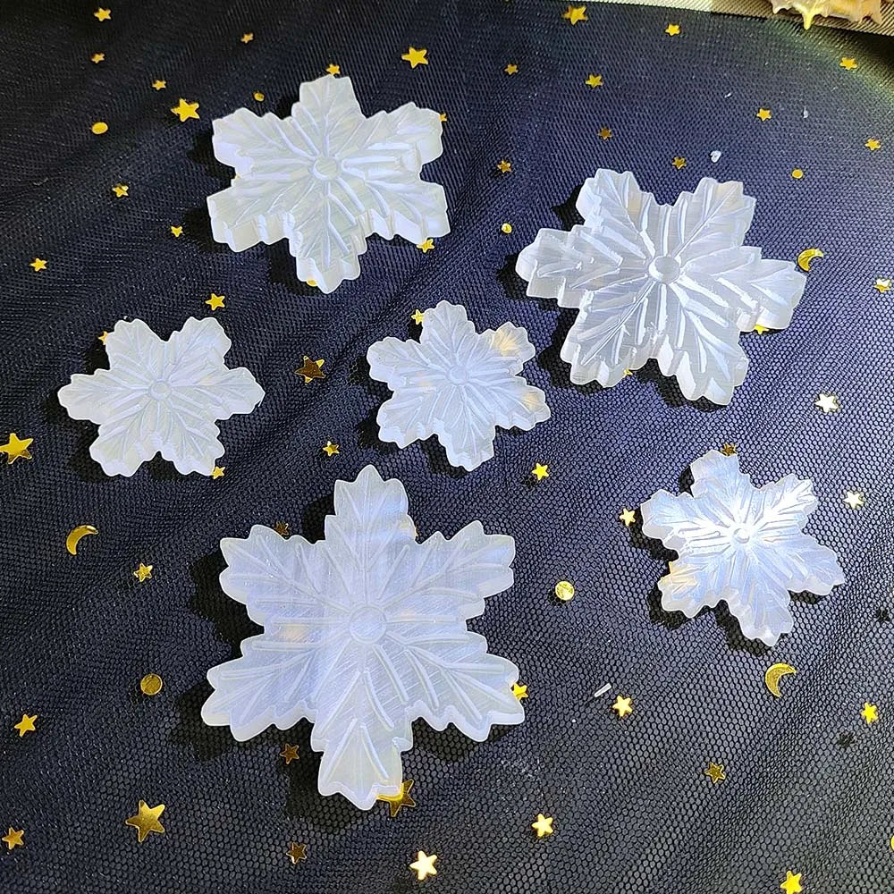 Selenite Carved Snowflakes in 2 Sizes