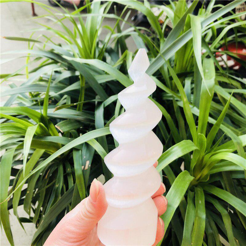 Selenite Crystal Spiral Tower