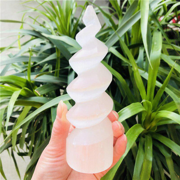 Selenite Crystal Spiral Tower