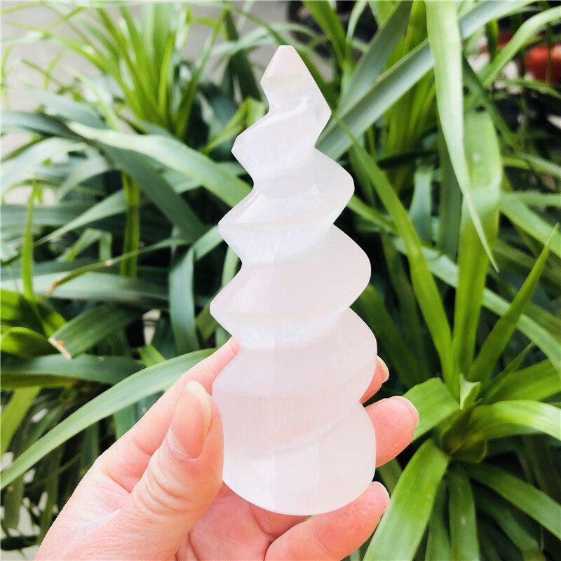 Selenite Crystal Spiral Tower