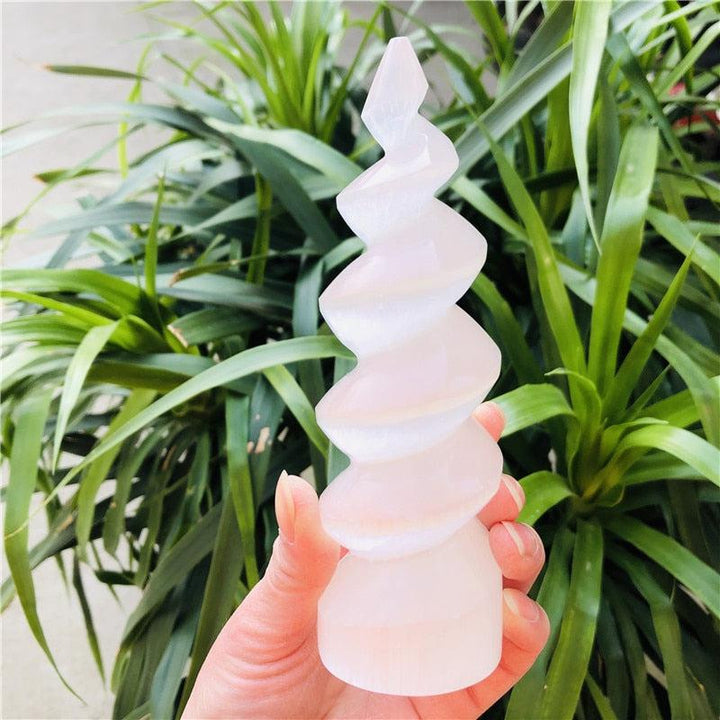 Selenite Crystal Spiral Tower