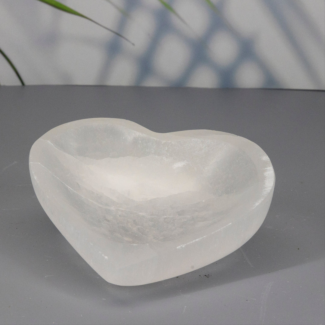 Selenite Heart Shaped Bowl-Decorations-Crystal Destiny-Selenite-5.00"W x 4.00"L-Crystal Destiny
