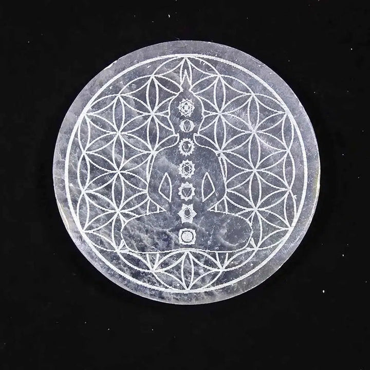 Selenite Slice Engraved Charging Plate