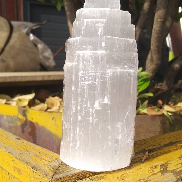 Selenite Stepped Tower Carving