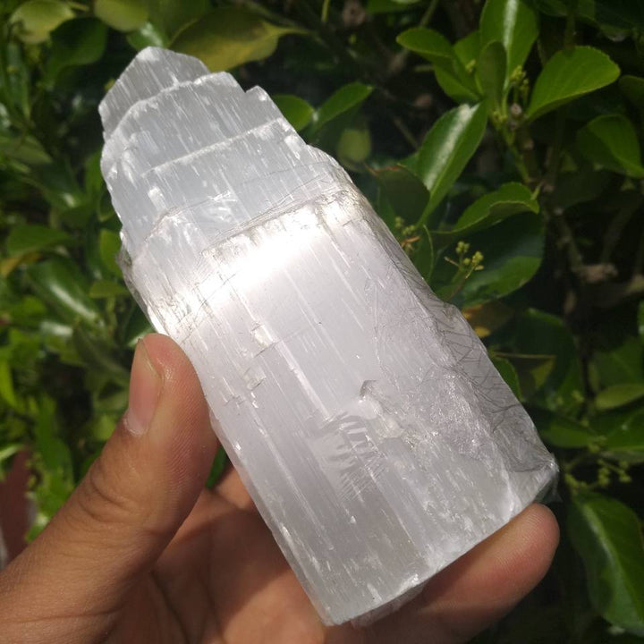 Selenite Stepped Tower Carving