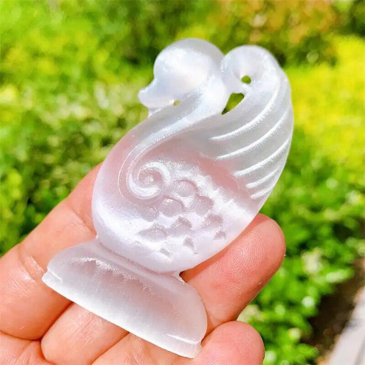 Selenite Swan Carving