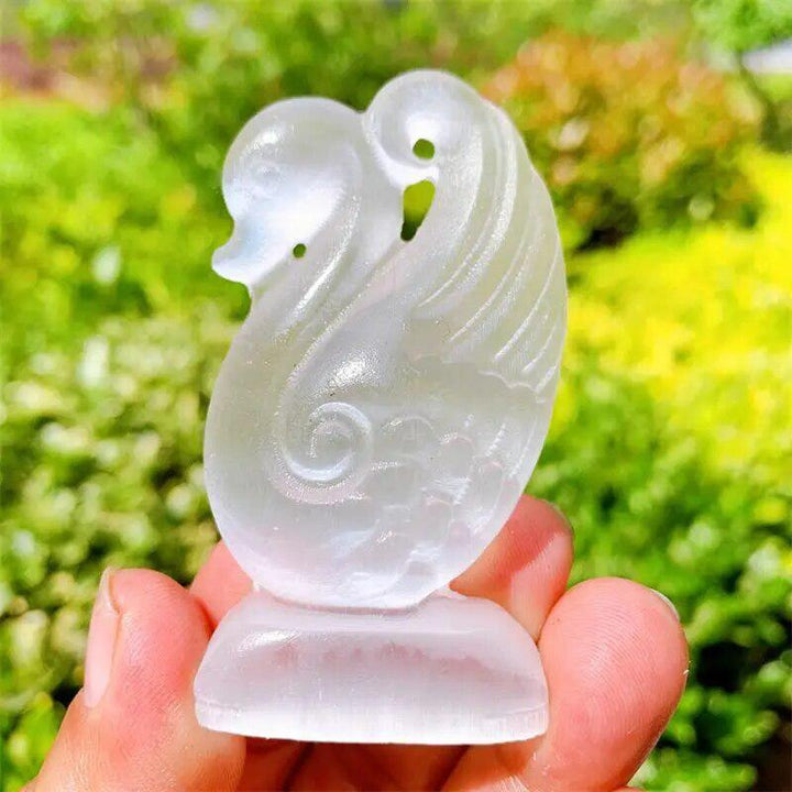 Selenite Swan Carving