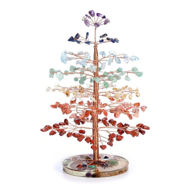 Seven Chakra Crystal Tree Figurines, Resin Base