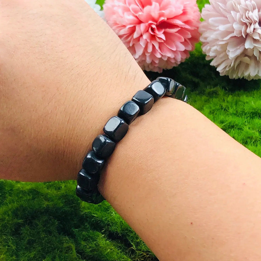 Shungite 8mm Cube Bead Bracelet Premium Quality