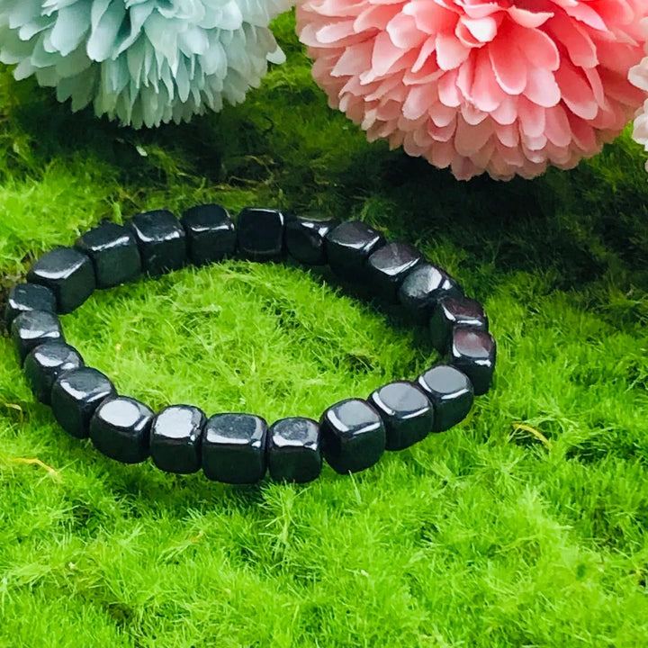 Shungite 8mm Cube Bead Bracelet Premium Quality