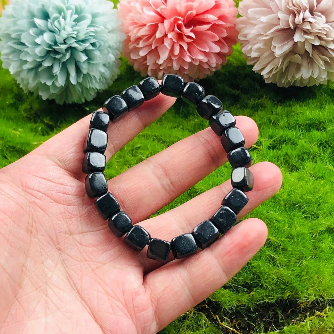 Shungite 8mm Cube Bead Bracelet Premium Quality