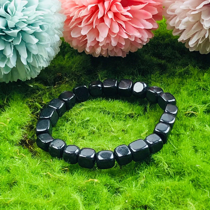 Shungite 8mm Cube Bead Bracelet Premium Quality