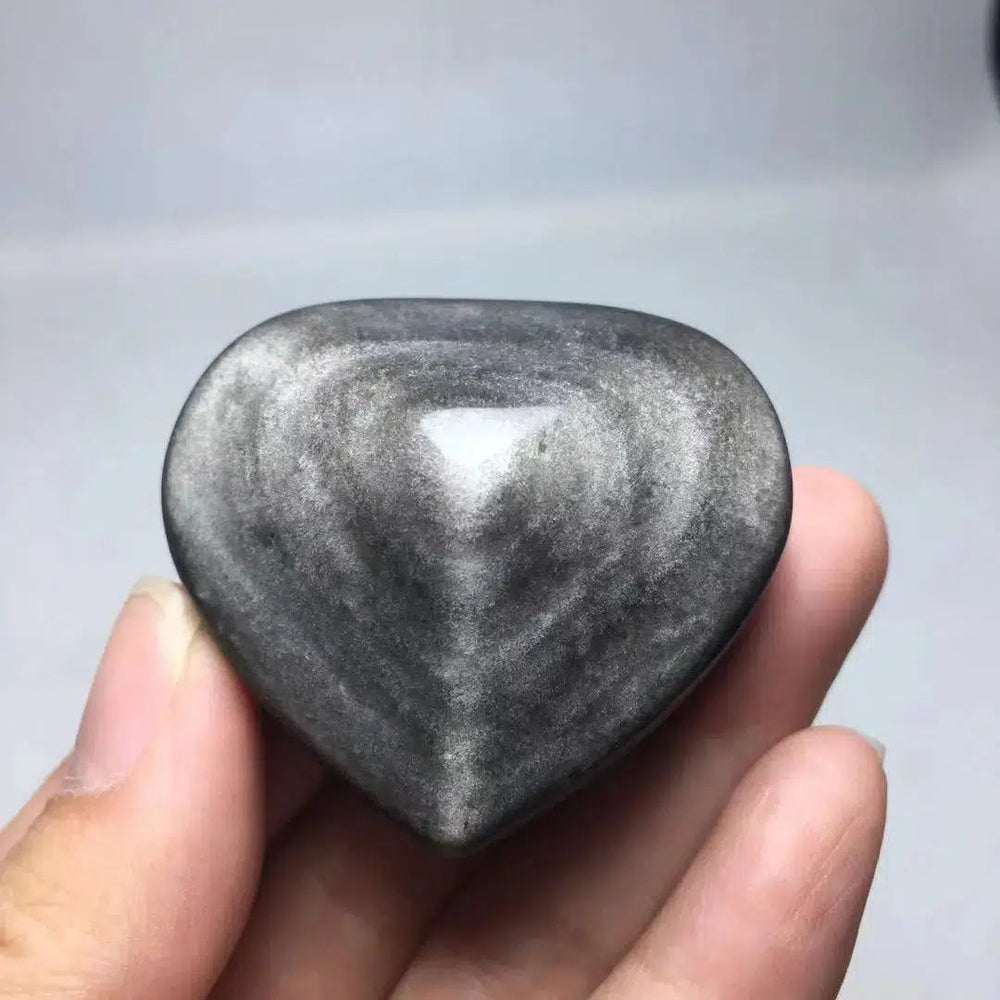 Silver Obsidian Crystal Hearts