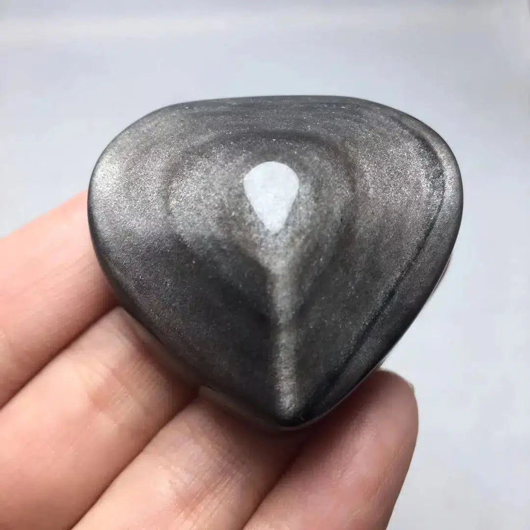 Silver Obsidian Crystal Hearts