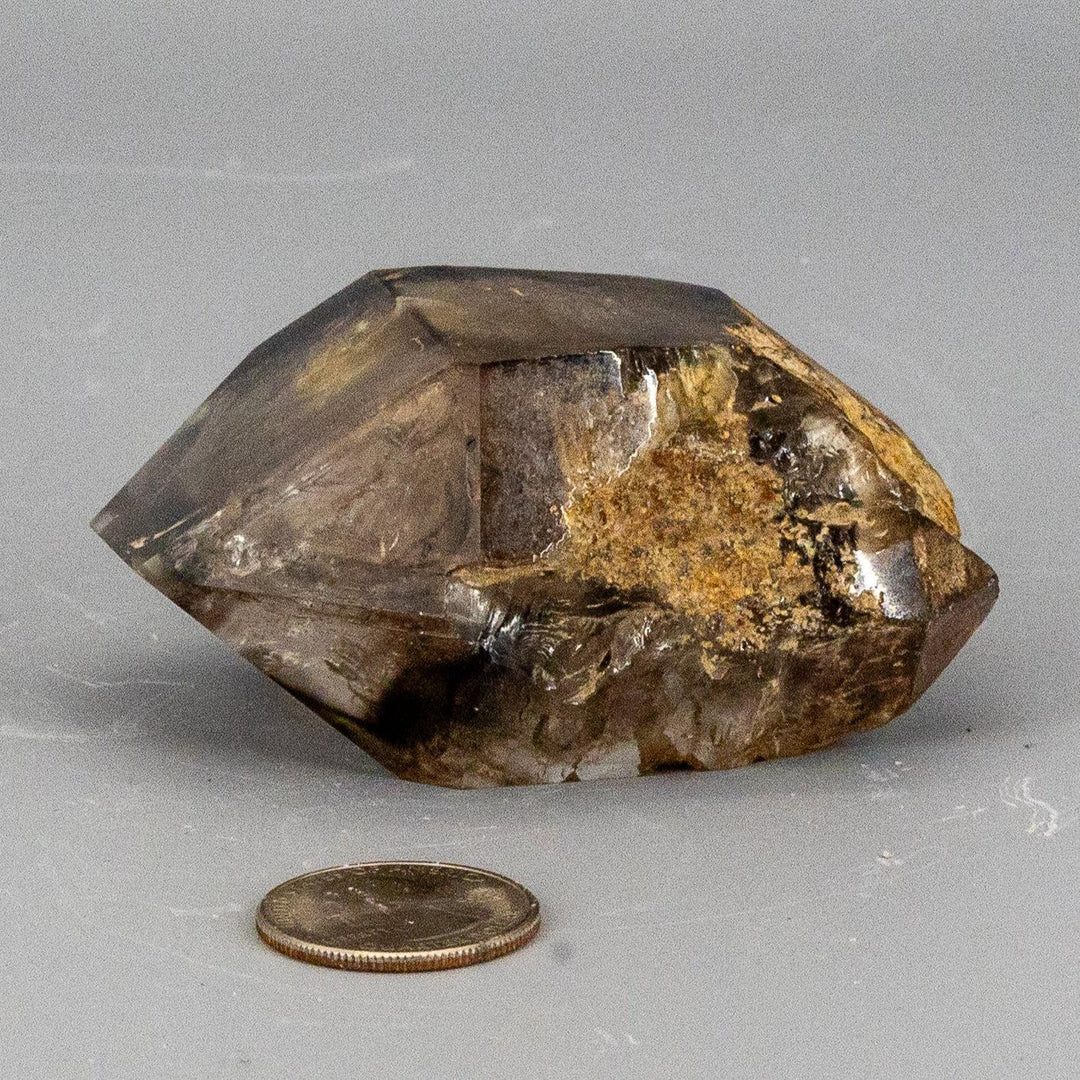 Skeletal Elestial Smoky Quartz Enhydro Point with Huge Bubble-Points-Crystal Destiny-Smoky Elestial Enhydro Quartz-236g - 3.00"L x 2.00"W x 1.50"D-Crystal Destiny