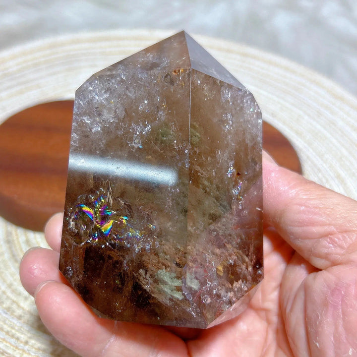 Smokey Garden Rainbow Quartz Point