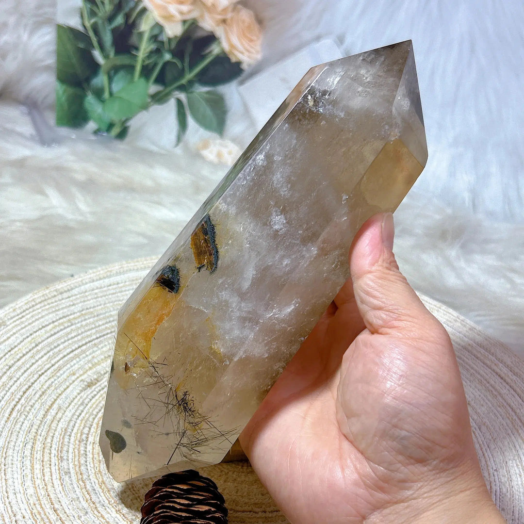 Smokey Quartz With Black Rutile Point