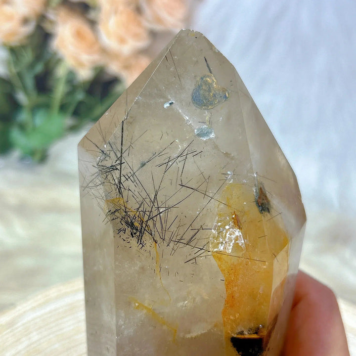 Smokey Quartz With Black Rutile Point