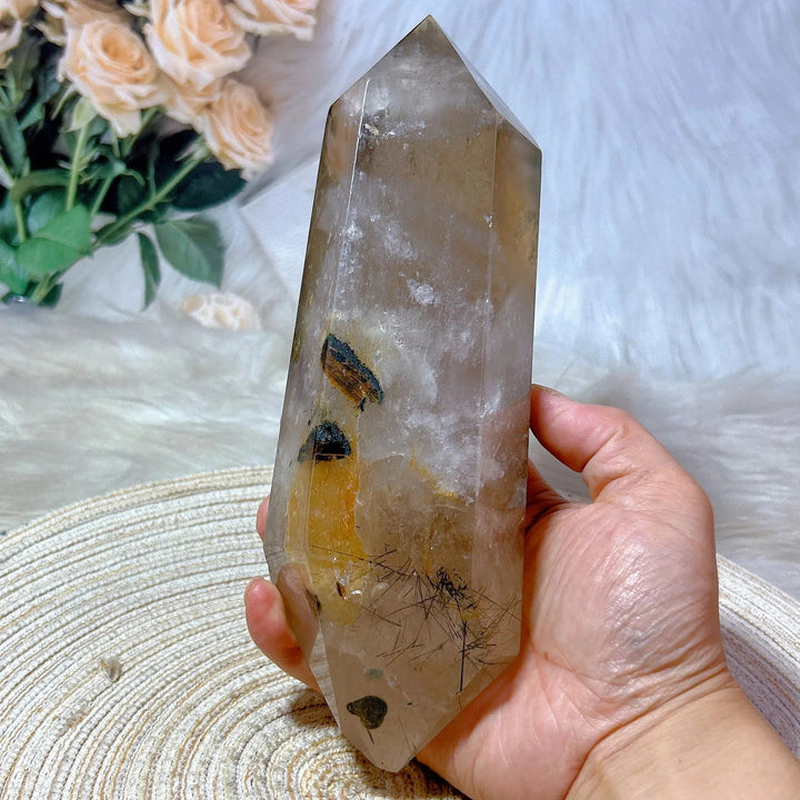 Smokey Quartz With Black Rutile Point