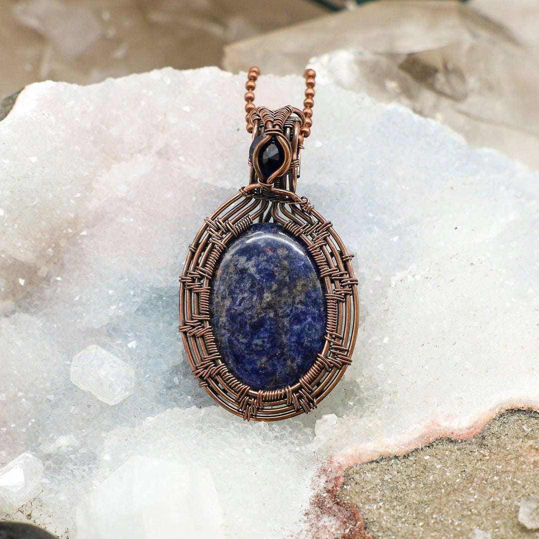 Sodalite Oval Wire Wrap Crystal Pendant-Wire Wraps-Crystal Destiny-Sodalite-2.25"-Crystal Destiny