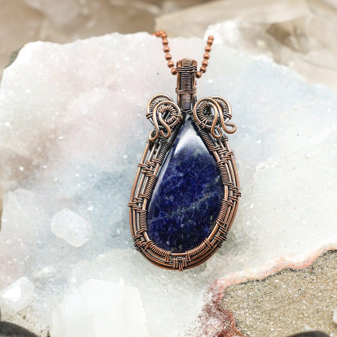 Sodalite Wire Wrap Pendant - 2.75"