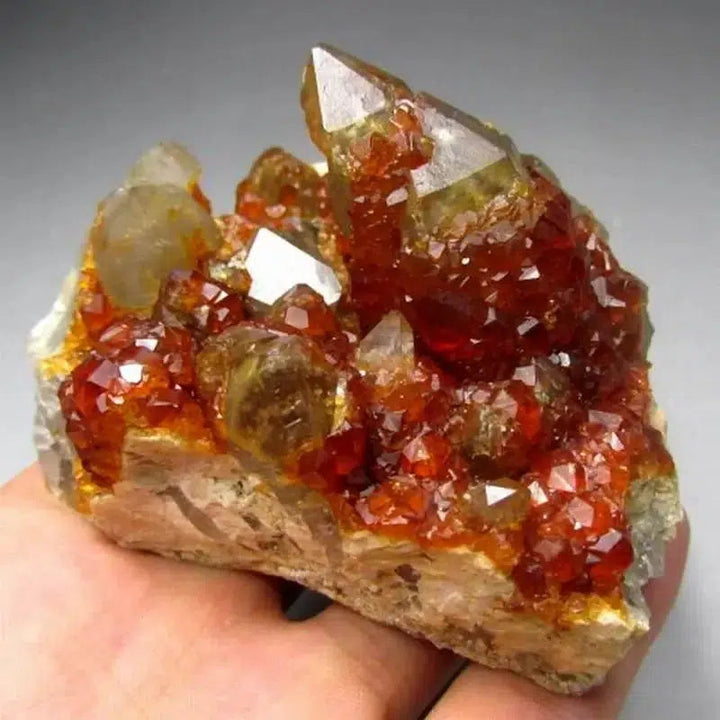 Spessartine Garnet + Smoky Quartz Cluster