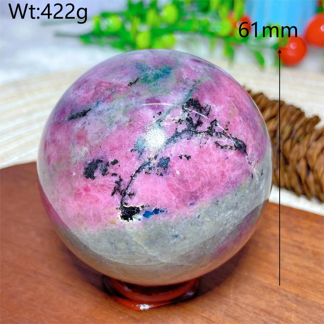 Stunning Rhodonite With Black Tourmaline Sphere